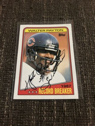 Walter Payton Signed Topps Card 1987 Record Breaker Autograph