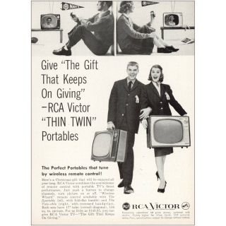 1959 Rca Victor Television: Thin Twin Portables Vintage Print Ad