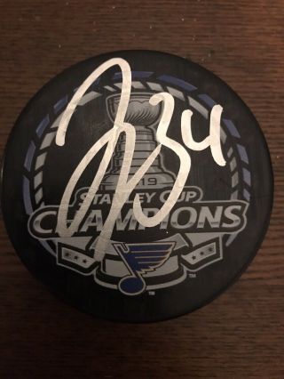Jake Allen Signed St.  Louis Blues 2019 Stanley Cup Champions Logo Puck