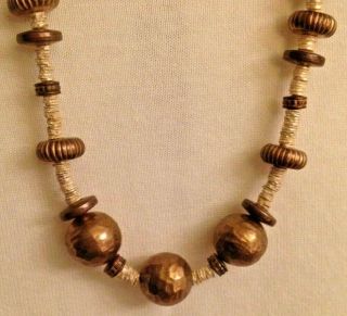 Carol Dauplaise Vtg Brass Tone Shell & Beads Elegantly Designed Necklace Signed