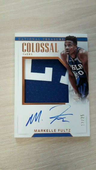 Markelle Fultz Auto 2017 - 18 National Treasures Letter Patch /25 Sixers