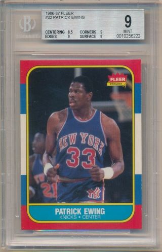 Patrick Ewing 1986/87 Fleer 32 Rc Rookie Card York Knicks Bgs 9 $500,