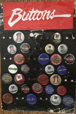 27 Vintage Harley Davidson Pin Back Buttons With A Few Evel Knievel