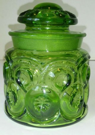 Vintage Le Smith Moon And Stars Green Canister Jar 5 " Look