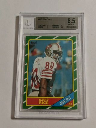 1986 Topps 161 Jerry Rice Rookie Bgs 8.  5 Nm - Mt,  San Francisco 49er 