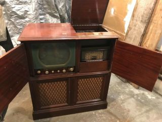 Vintage 1949 Magnavox Tv Record Player Radio Embassy Console Model