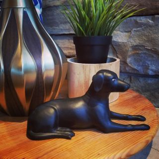 Vtg Art Pottery Majestic Dog Statue Matte Black Lab/greyhound/whippet Art Deco