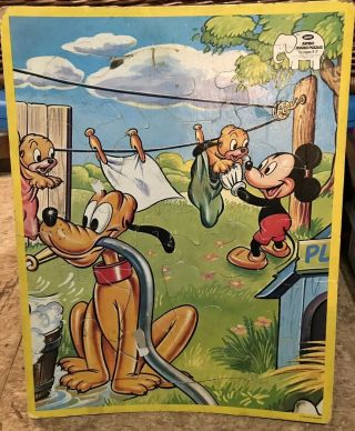 Vintage Walt Disney Mickey Mouse Pluto Jaymar Jumbo Jigsaw Puzzle Complete 1650