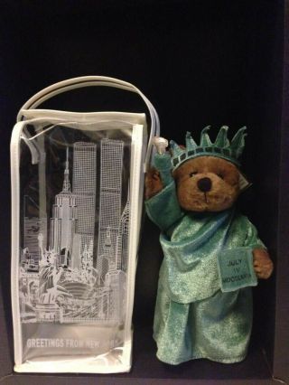 Ny Teddy Bear J.  Fan 1997,  Brown Plush,  York,  Statue Of Liberty,  Twin Towers