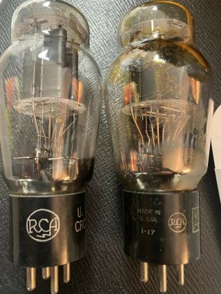 Pair Rca Crc 2a3 Vacuum Tubes - Tv7 One Has Issue It Has Shellac On It