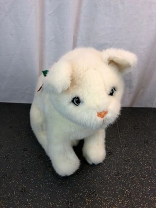 Vintage Stuffed Plush White Cat Kitty Xmas 18 " W/tail Eyes