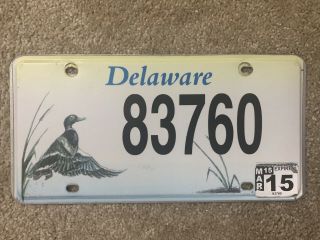 Delaware Duck License Plate Wildlife Environmental Ducks Unlimited