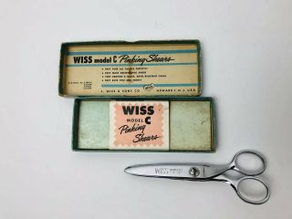 Vintage Wiss Model C 5 1/2” Pinking Shears Chrome Sewing Scissors
