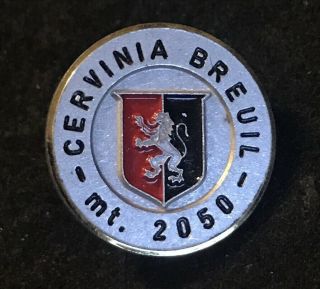 Cervinia Breuil Vintage Skiing Ski Pin Badge Italy Resort Souvenir Travel Lapel