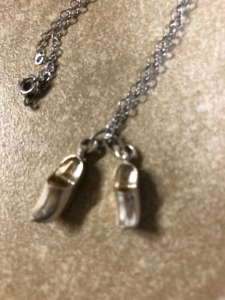 Vintage Sterling Silver Necklace With Dutch Shoes