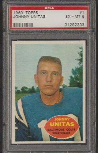 1960 Topps Football John Johnny Unitas Psa 6 Ex - Mt Baltimore Colts Hof