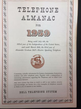 VINTAGE 1958 PACIFIC BELL TELEPHONE ALMANAC ADVERTISING BOOKLET 3