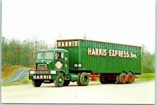 Vintage Chrome Advertising Postcard Harris Express Inc.  Moving & Storage / Van