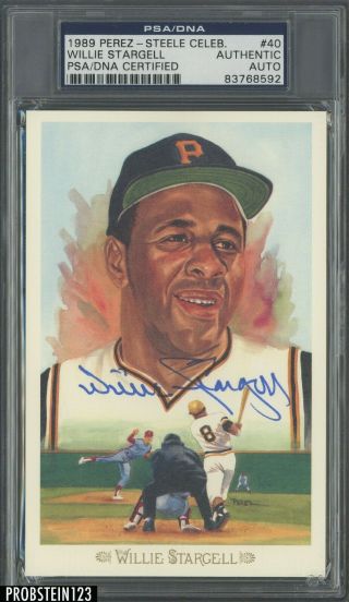 Willie Stargell Signed 1989 Perez - Steele Post Card 40 Auto Psa/dna Authentic