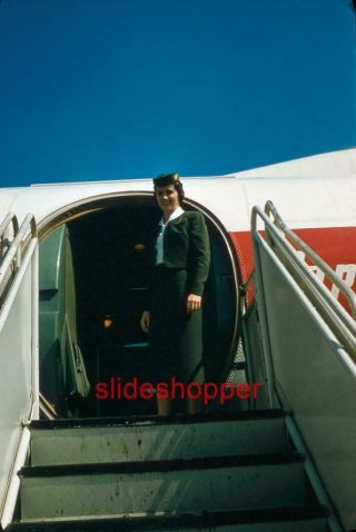 Slide Photo Capital Airlines Pretty Stewardess Vickers Viscount Aircraft 1955