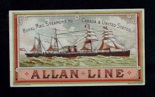 1881 Steamship Schedule - Allan Line Royal Mail Steamship Glasgow & Boston