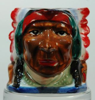 Indian Chief Souvenir Pottery Cup Eagle River Wi Made In Occupied Japan