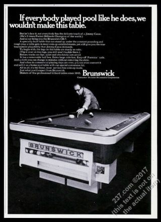 1970 Jimmy Caras Photo Brunswick Pool Table Coin - Op Model Vintage Trade Print Ad