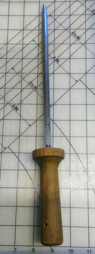 Vintage Japanese 9 " Honing Steel Knife Sharpener With 4.  5 " Wood Handle