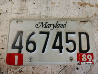 1989 Maryland Motorcycle License Plate Tag 46745d