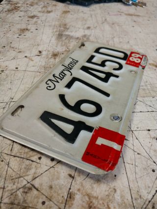 1989 Maryland Motorcycle License Plate tag 46745D 2