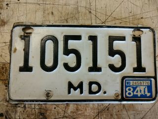 1984 Maryland Motorcycle License Plate Tag 105151