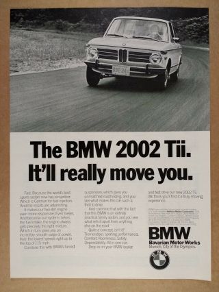 1973 Bmw 2002 Tii Sports Sedan Vintage Print Ad