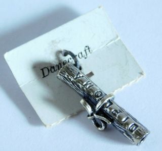 Vintage Danecraft Sterling Silver 3 - D Diploma Charm On Card