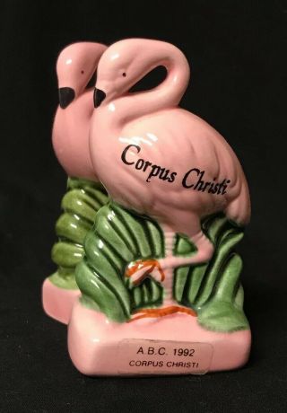 Vintage Pink Flamingo Bird Salt & Pepper Shakers Corpus Christi Souvenir
