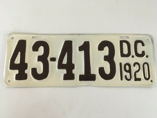 1920 Washington Dc License Plate District Of Columbia (repaint)