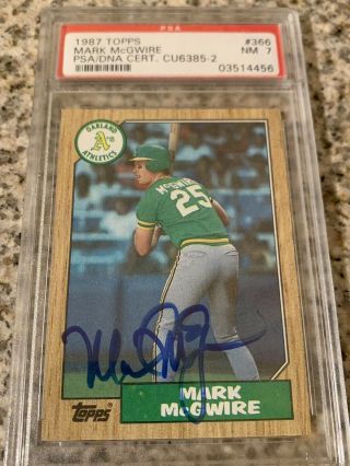 1987 Topps 366 Mark Mcgwire Autograph / Signed Card Psa Dna Cert Oakland A 