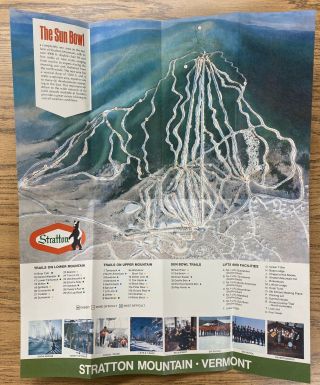 Stratton Vintage 1968 - 69 Skiing Ski Brochure Trail Map Vermont Resort Souvenir