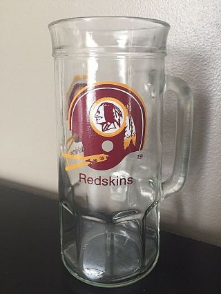Redskins Beer Mug Vintage Glass 7” Nfl Football Washington Redskins