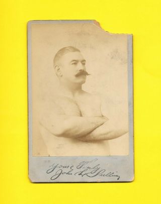 Rare 1890 Cabinet John L Sullivan Boxing Arms Folded Bio Record On Back