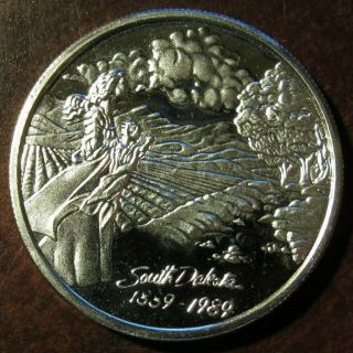 1989 South Dakota Centennial 1 Troy Oz.  999 Fine Silver Round - Sd