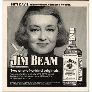 1974 Jim Beam: Bette Davis Vintage Print Ad