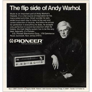 1973 Pioneer: Flip Side Of Andy Warhol Vintage Print Ad