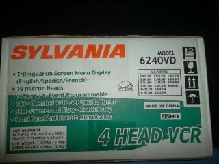SYLVANIA 6240VD 4 Head VCR VHS Player / Recorder HI - FI Stereo 3