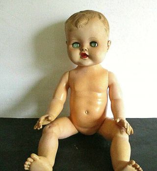 Vintage,  Vinyl & Plastic,  20 " Baby Doll.  Drink & Wet Doll.  Sleep Eyes.  Jointed.