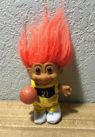 Vintage 5” Russ Troll Orange Hair 21 Basketball Player Fully Clothed