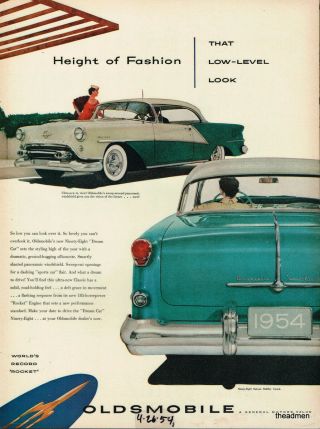 1954 Oldsmobile Ninety Eight Holiday Coupe Vintage Laminated Ad Art