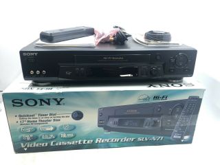 Sony Slv - N71 (19 Micron Head) Hi - Fi Vhs Player Vcr,  Remote,  Cables,  Box.