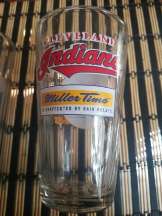 CLEVELAND INDIANS CHIEF WAHOO MILLER LITE DRINKING GLASS SET BEER GLASSES 3