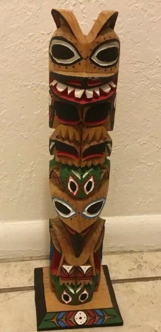 Totem Pole Hand Carved And Signed By Rick Williams 13” High