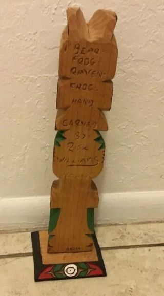 Totem Pole Hand Carved And Signed By Rick Williams 13” High 2